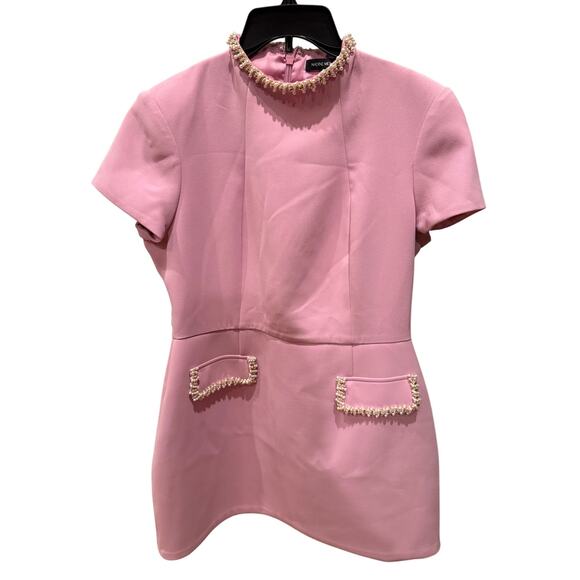 Nadine Merabi Simone Pink Pearl Mini Dress - US Size 12 - Picture 7 of 8